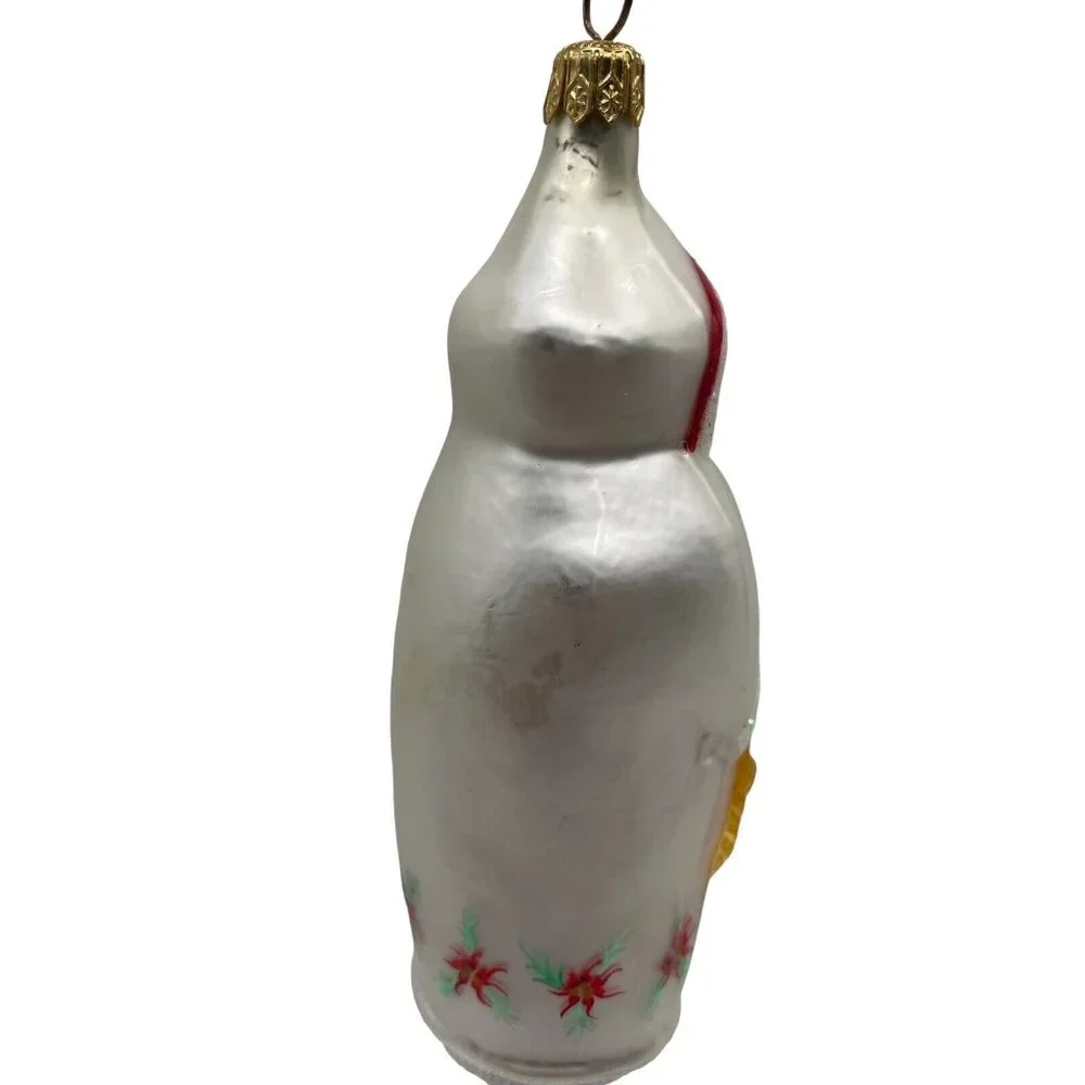 Christopher Radko Poinsettia Santa White Christmas Ornament 5” RETIRED 1991‎ VTG